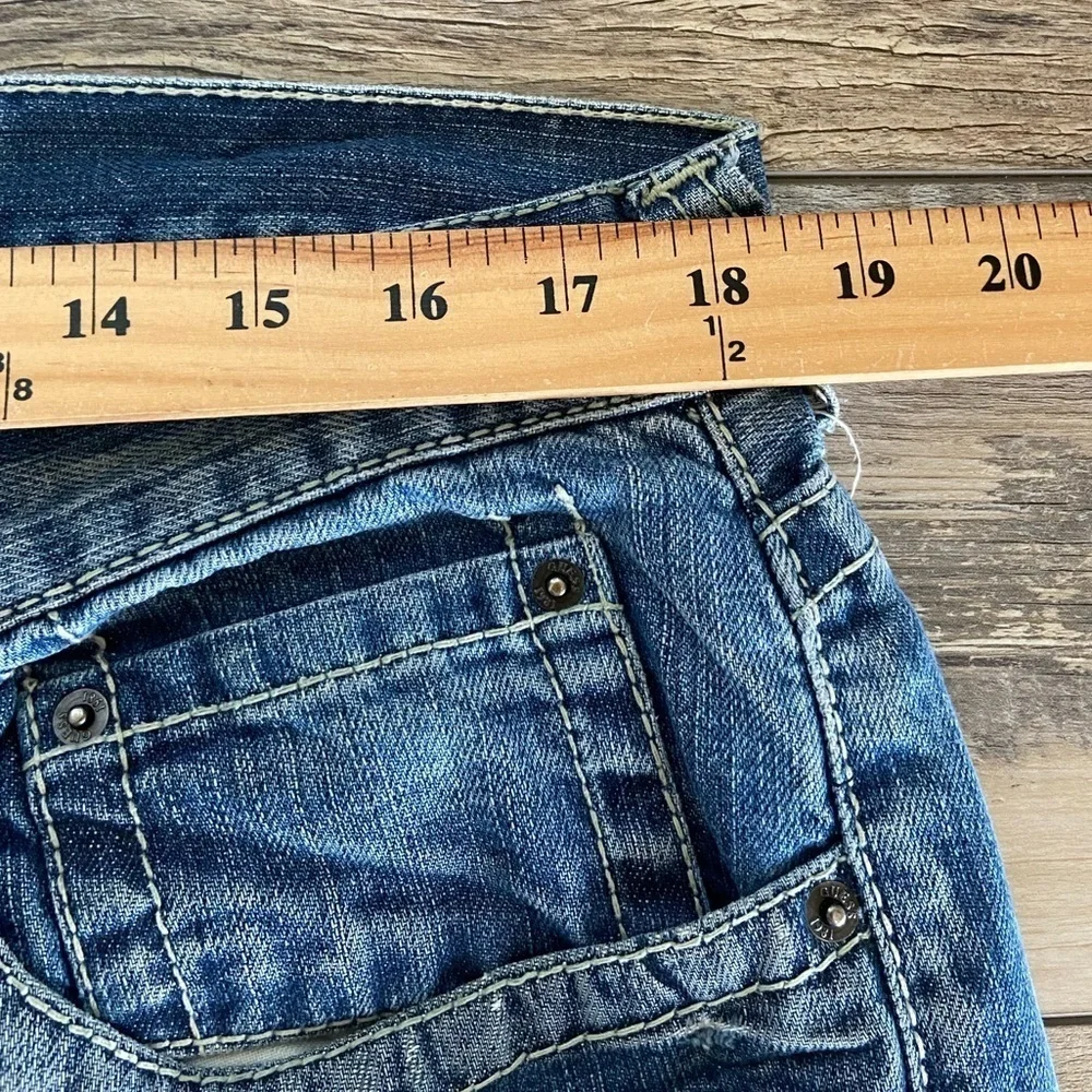 Guess Pasadena Men's Straight Leg Jeans Size 36 Distressed Flap Pockets Blue